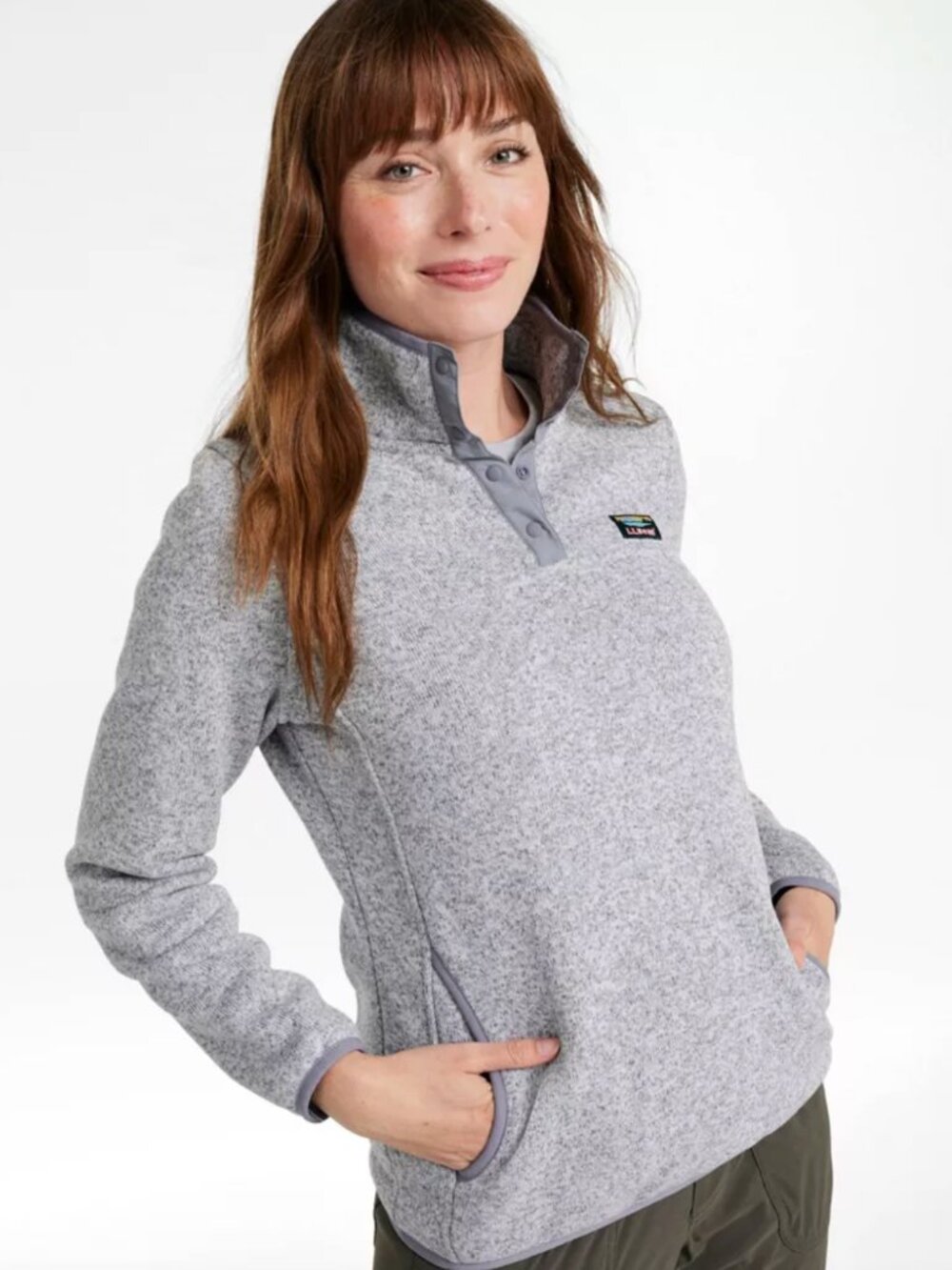 Women's L.L.Bean Sweater Fleece Pullover Gray Pewter